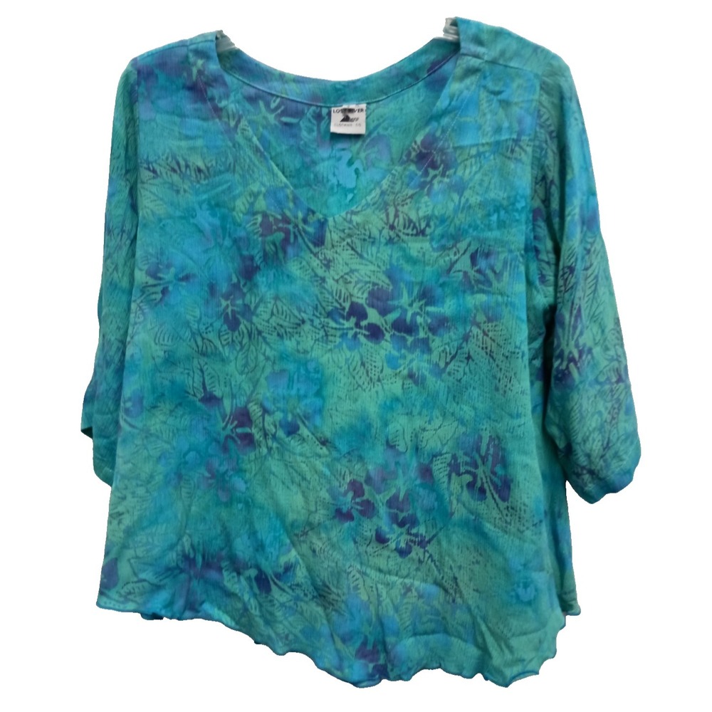 Lost River Clothing Co. Wearable Art Coastal Top Womens Small Blue Floral Gauzy‎